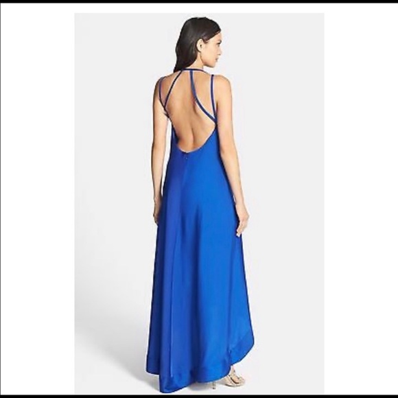 🦋 SOLD BCBG MAXAZRIA SILK LIKE BLUE MAXI DRESS 🦋 - Picture 3 of 6
